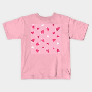 Light Pink Strawberry Love Kids T-Shirt